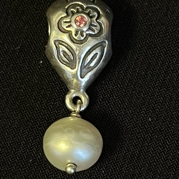 Pandora Jewelry - Pandora Pink Flower with Pearl Dangle Charm – SS, Pink CZ & Cultured Pearl